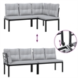 vidaXL 4 Piece Steel Sofa Set in Black/Gray