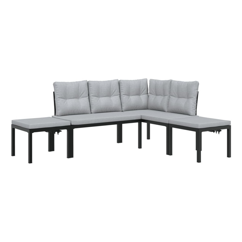 vidaXL 4 Piece Steel Sofa Set in Black/Gray