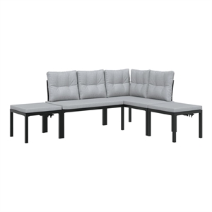 vidaXL 4 Piece Steel Sofa Set in Black/Gray