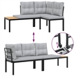 vidaXL 5 Piece Steel Large Sofa Set in Black