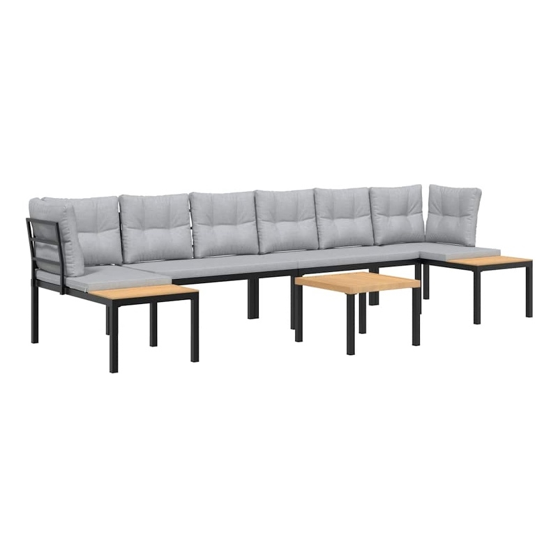 vidaXL 5 Piece Steel Large Sofa Set in Black