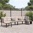 vidaXL 4 Piece Steel Large Sofa Set in Black/Taupe