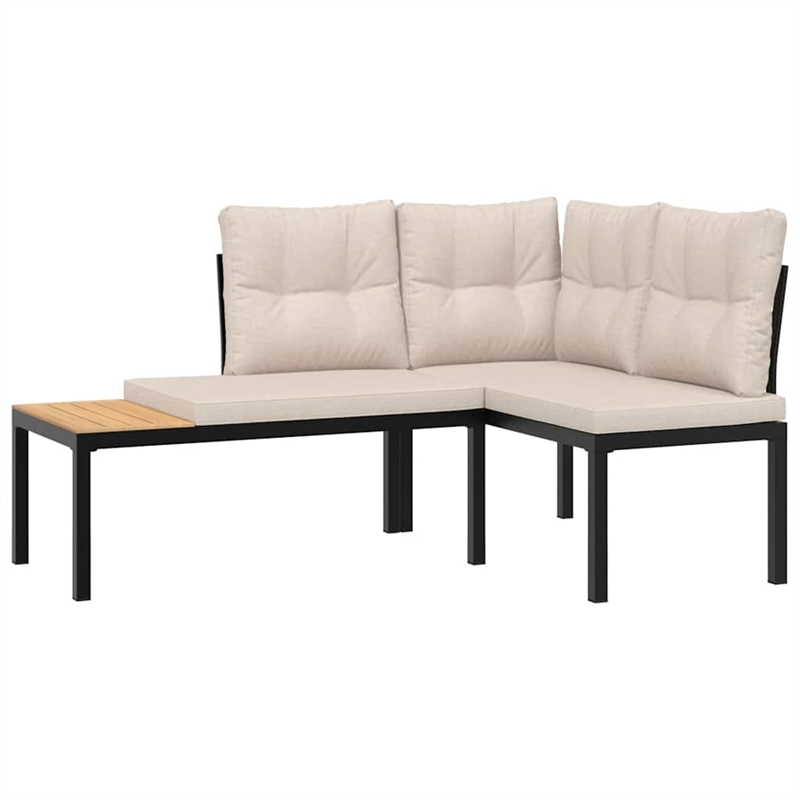 vidaXL 4 Piece Steel Large Sofa Set in Black/Taupe