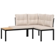 vidaXL 4 Piece Steel Large Sofa Set in Black/Taupe
