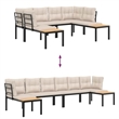 vidaXL 4 Piece Steel Large Sofa Set in Black/Taupe