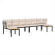 vidaXL 4 Piece Steel Large Sofa Set in Black/Taupe