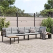 vidaXL 4 Piece Steel Sofa Set in Black/Gray
