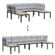 vidaXL 4 Piece Steel Sofa Set in Black/Gray