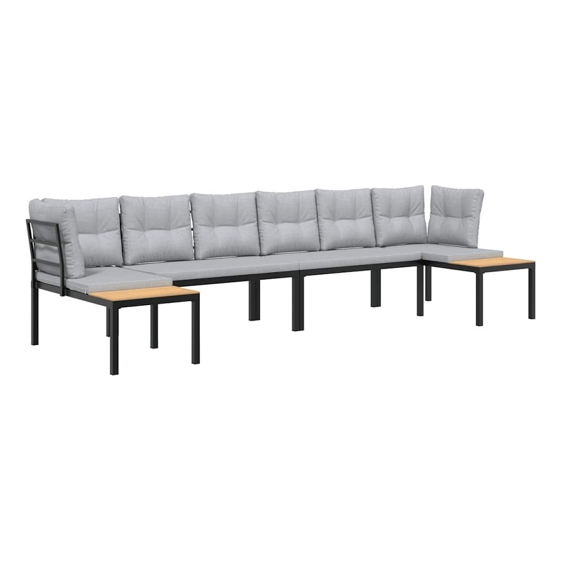 vidaXL 4 Piece Steel Sofa Set in Black/Gray