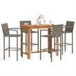 vidaXL 5 Piece Solid Acacia Wood Bar Set in Gray