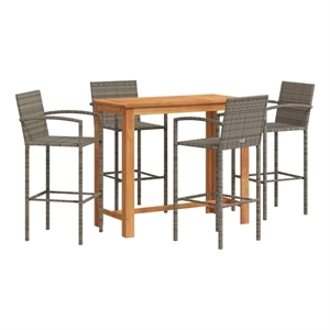 vidaXL 5 Piece Solid Acacia Wood Bar Set in Gray