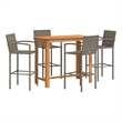 vidaXL 5 Piece Solid Acacia Wood Bar Set in Gray