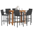 vidaXL Solid Acacia Wood Large Bar Set in Black