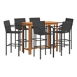 vidaXL Solid Acacia Wood Large Bar Set in Black