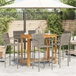 vidaXL 7 Piece Solid Acacia Wood Bar Set in Gray