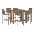 vidaXL 7 Piece Solid Acacia Wood Bar Set in Gray