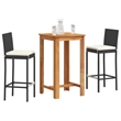vidaXL Solid Acacia Wood Small Bar Set in Black/White/Cream
