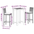 vidaXL Solid Acacia Wood Small Bar Set in Black/White/Cream