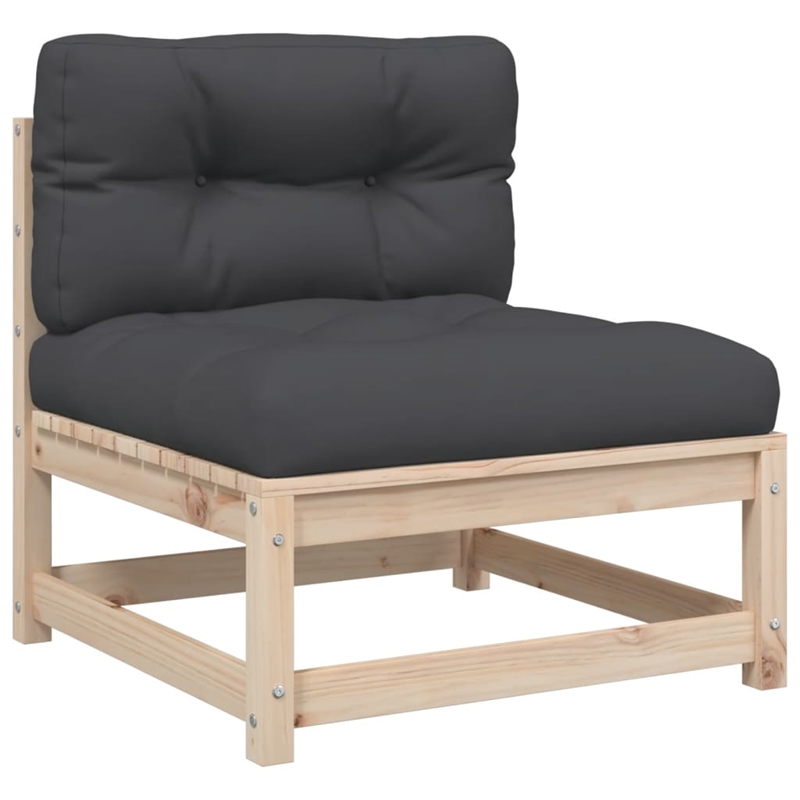 vidaXL 4 Piece Wood Large Patio Sofa Set in Anthracite
