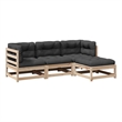 vidaXL 4 Piece Wood Large Patio Sofa Set in Anthracite