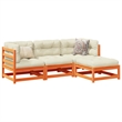 vidaXL 4 Piece Wood Large Sofa Set in Brown
