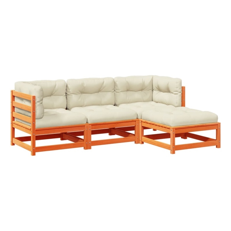 vidaXL 4 Piece Wood Large Sofa Set in Brown