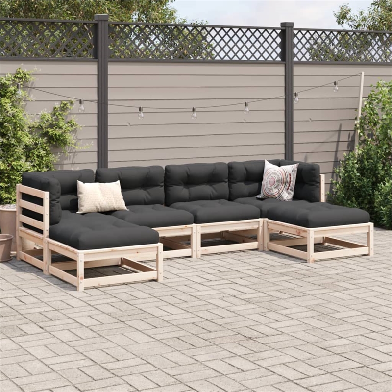 vidaXL 6 Piece Wood Large Patio Sofa Set in Anthracite