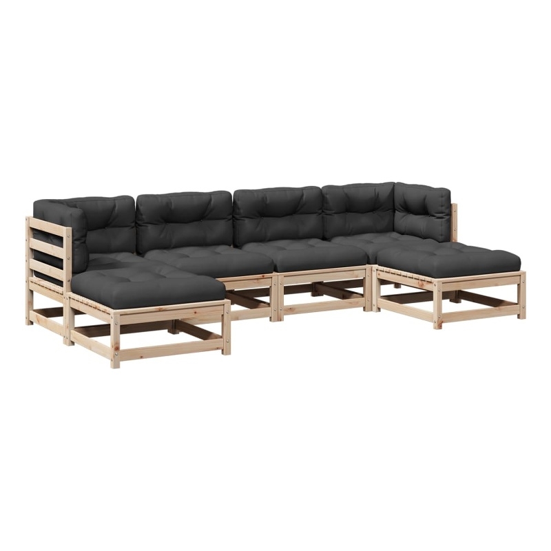 vidaXL 6 Piece Wood Large Patio Sofa Set in Anthracite
