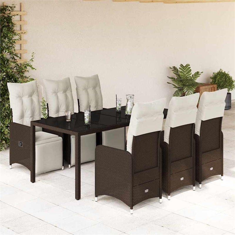 vidaXL 7 Piece Steel Bistro Set in Brown