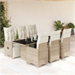 vidaXL 7 Piece Steel Large Bistro Set in Brown/Beige