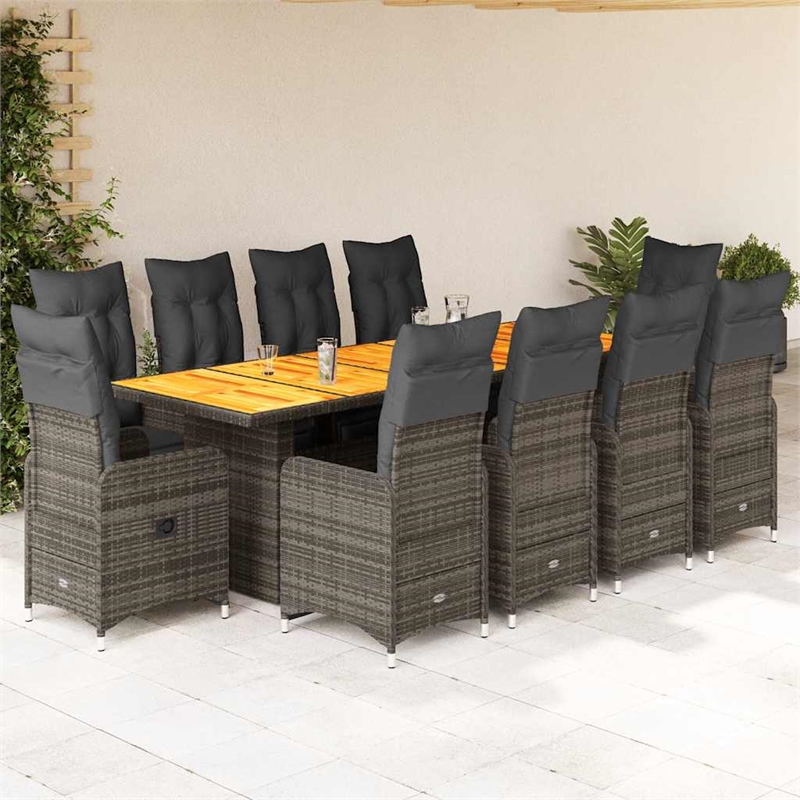 vidaXL 11 Piece Steel Bistro Set in Gray