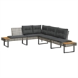 vidaXL Solid Acacia Wood Sofa Set in Gray