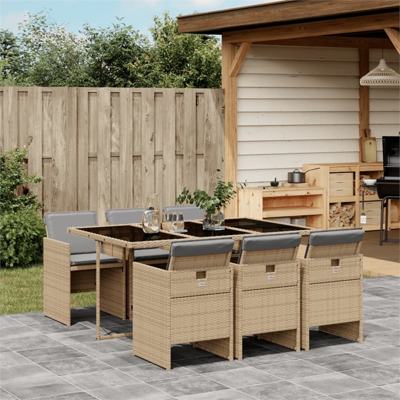 vidaXL 7 Piece Small Furniture Set in Beige/Gray