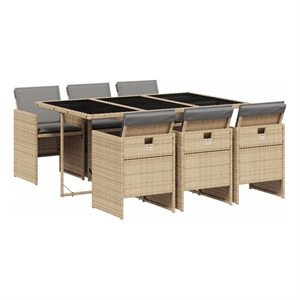 vidaXL 7 Piece Small Furniture Set in Beige/Gray