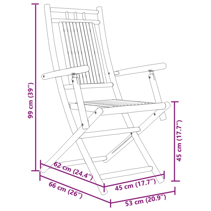vidaXL 3 Piece Bamboo Bistro Set in Natural