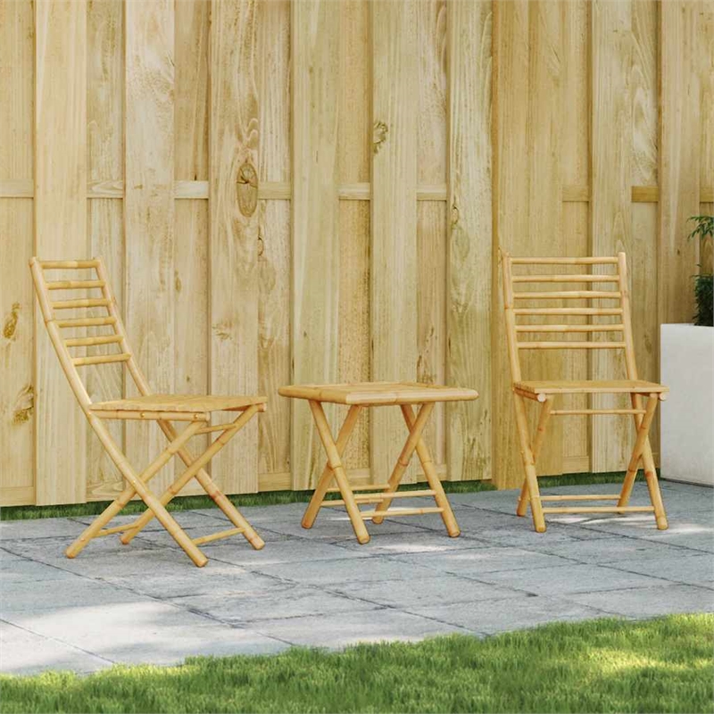 vidaXL 3 Piece Bamboo Bistro Set in Natural