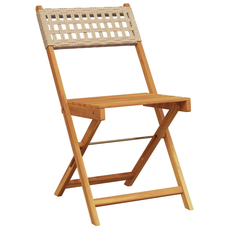 vidaXL Solid Acacia Wood Small Bistro Set in Beige