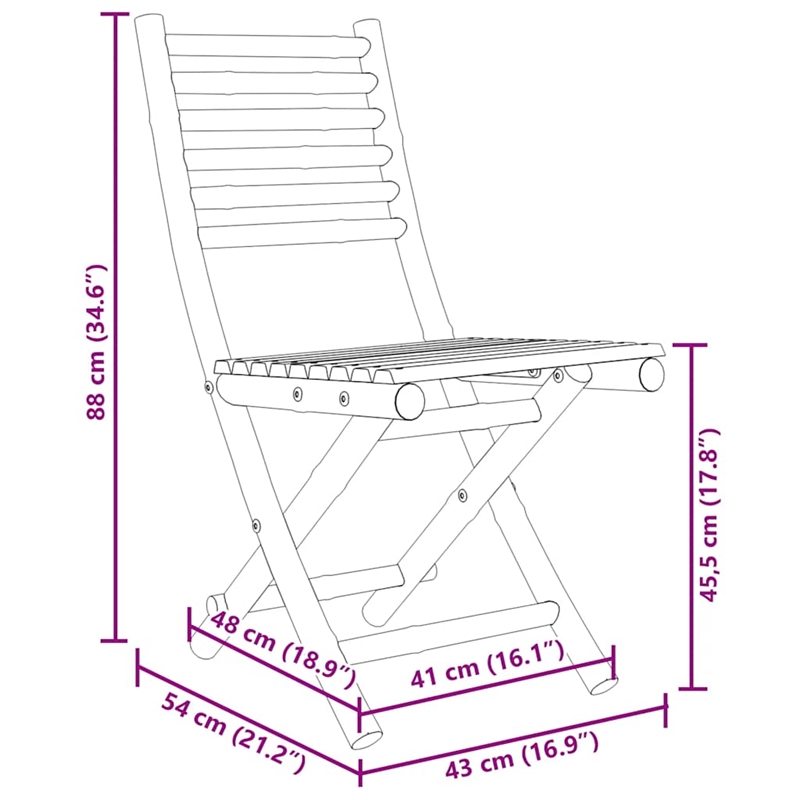 vidaXL 3 Piece Bamboo Small Bistro Set in Natural