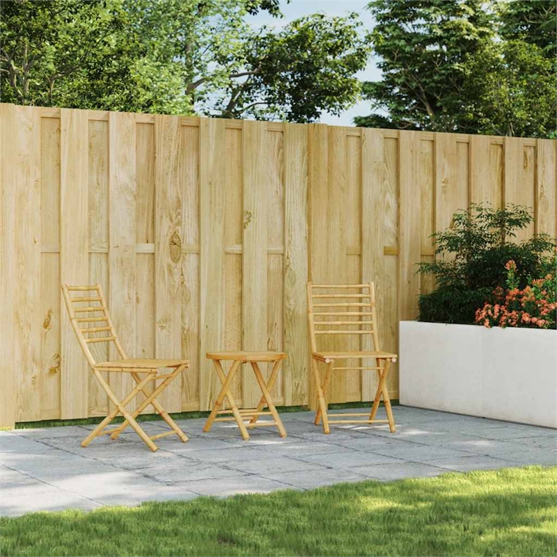 vidaXL 3 Piece Bamboo Small Bistro Set in Natural