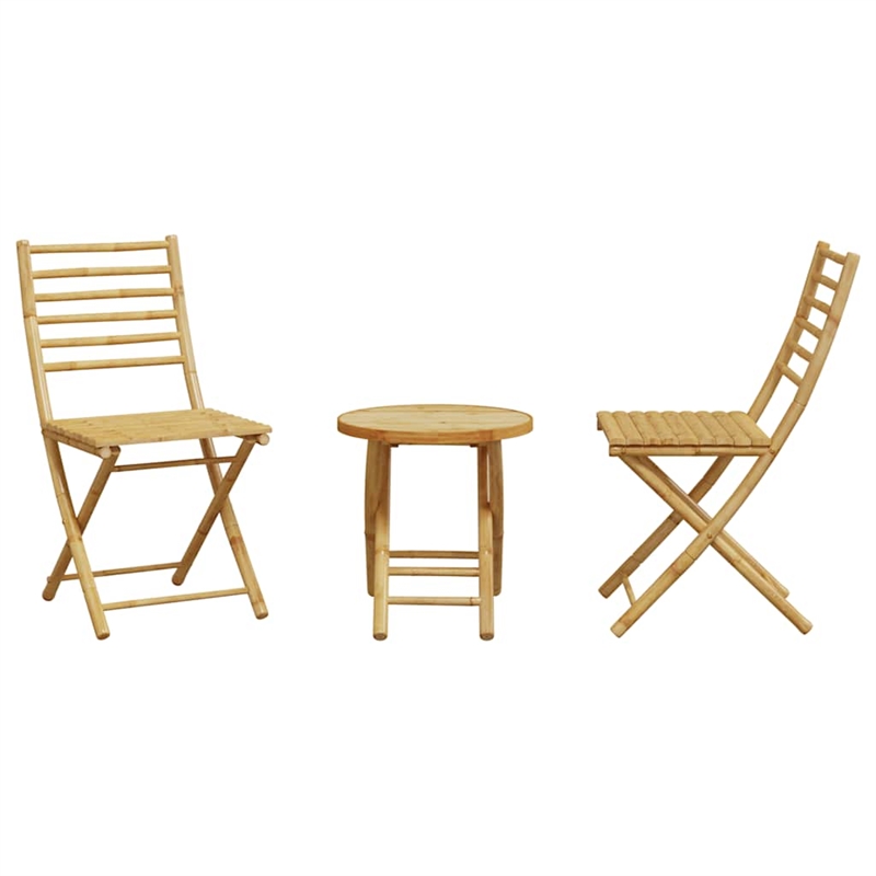 vidaXL 3 Piece Bamboo Small Bistro Set in Natural