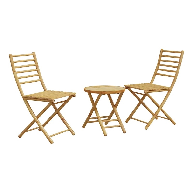 vidaXL 3 Piece Bamboo Small Bistro Set in Natural