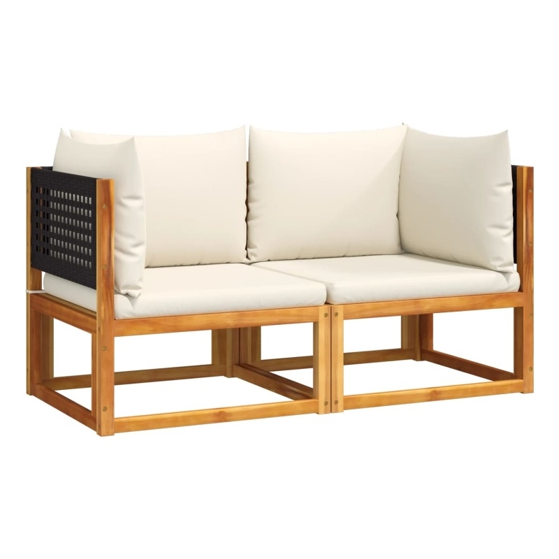 vidaXL 2 Piece Solid Acacia Wood Medium Sofa