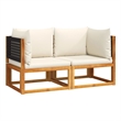 vidaXL 2 Piece Solid Acacia Wood Medium Sofa