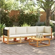 vidaXL Solid Acacia Wood Large Sofa Set in Black