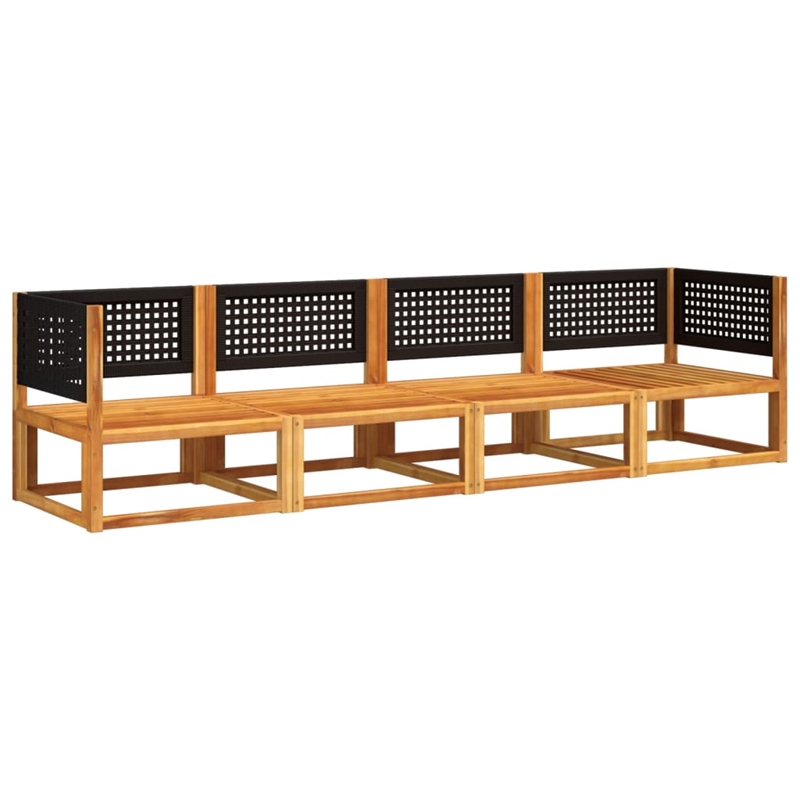 vidaXL Solid Acacia Wood Large Sofa Set in Black
