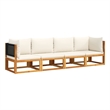 vidaXL Solid Acacia Wood Large Sofa Set in Black