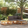 vidaXL 4 Piece Solid Acacia Wood Sofa Set in Gray
