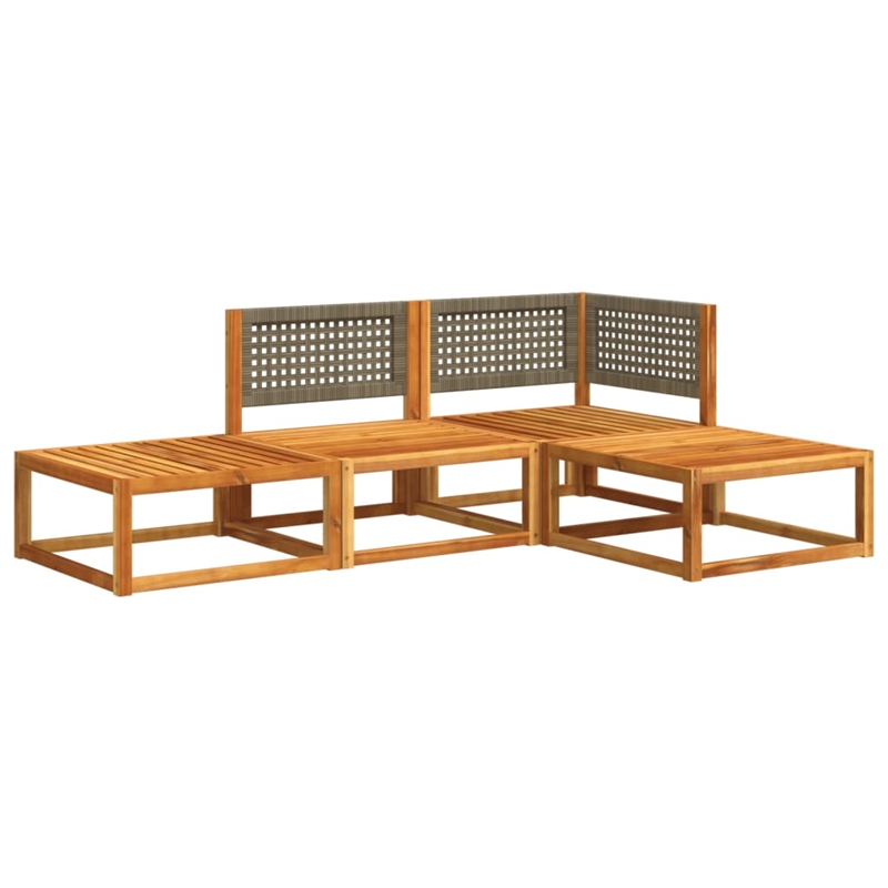 vidaXL 4 Piece Solid Acacia Wood Sofa Set in Gray