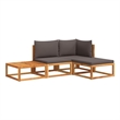 vidaXL 4 Piece Solid Acacia Wood Sofa Set in Gray