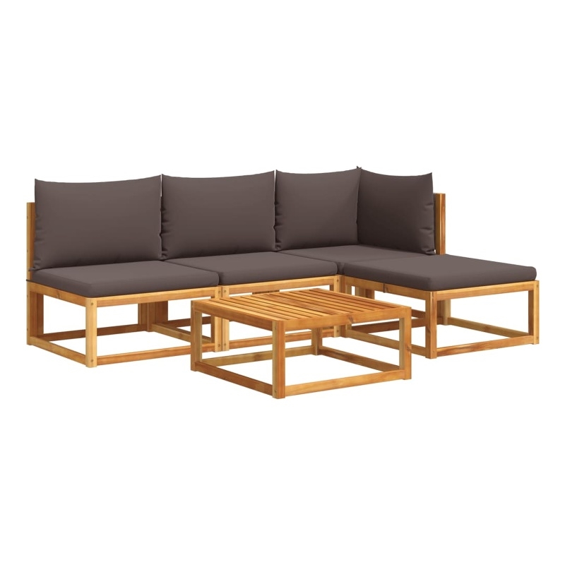 vidaXL Solid Acacia Wood Sofa Set in Gray